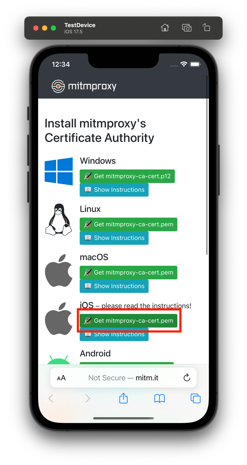 mitmproxy iOS download mitmproxy iOS download