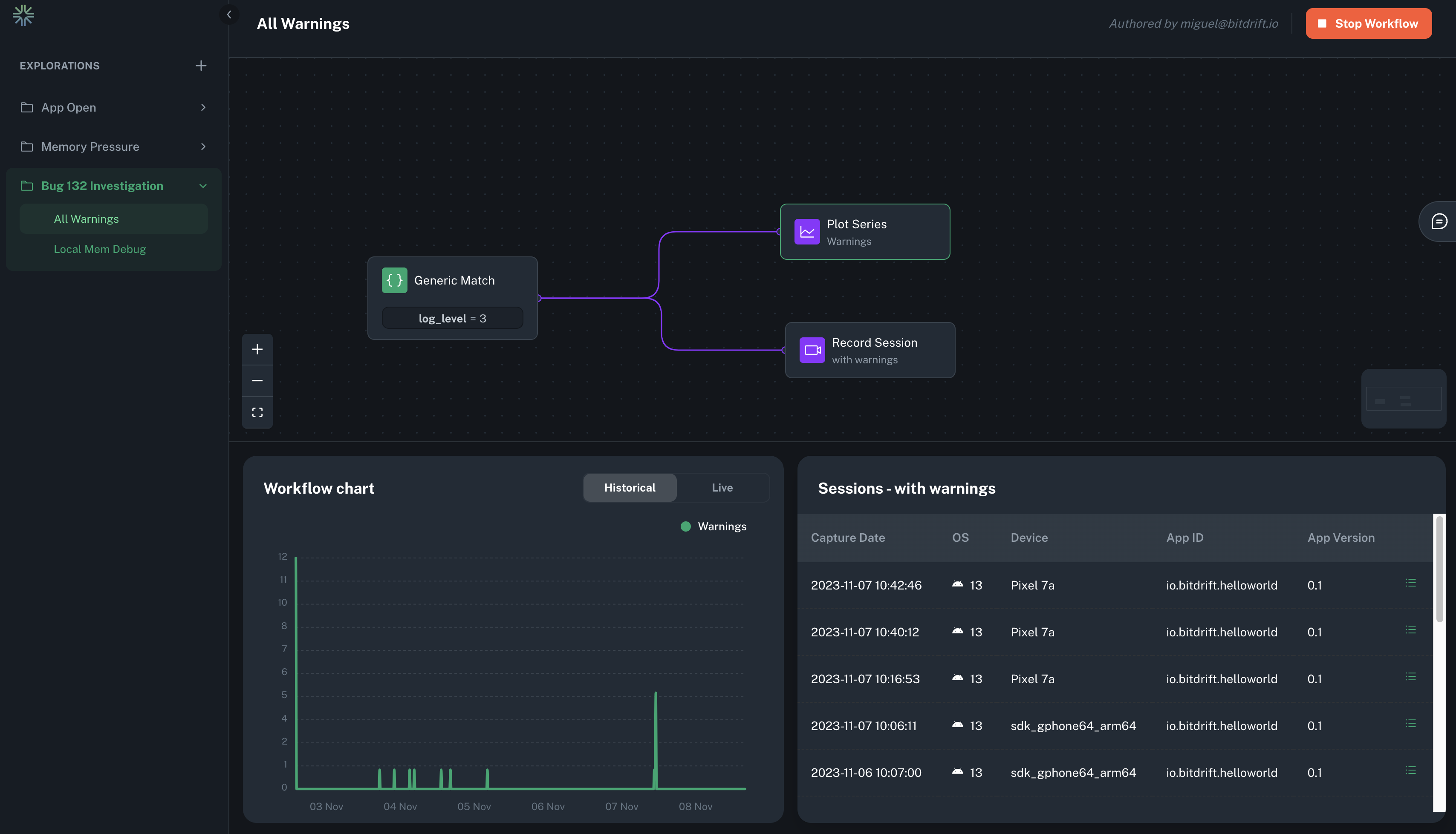 Workflow Explorations Overview Screenshot Workflow Explorations Overview Screenshot