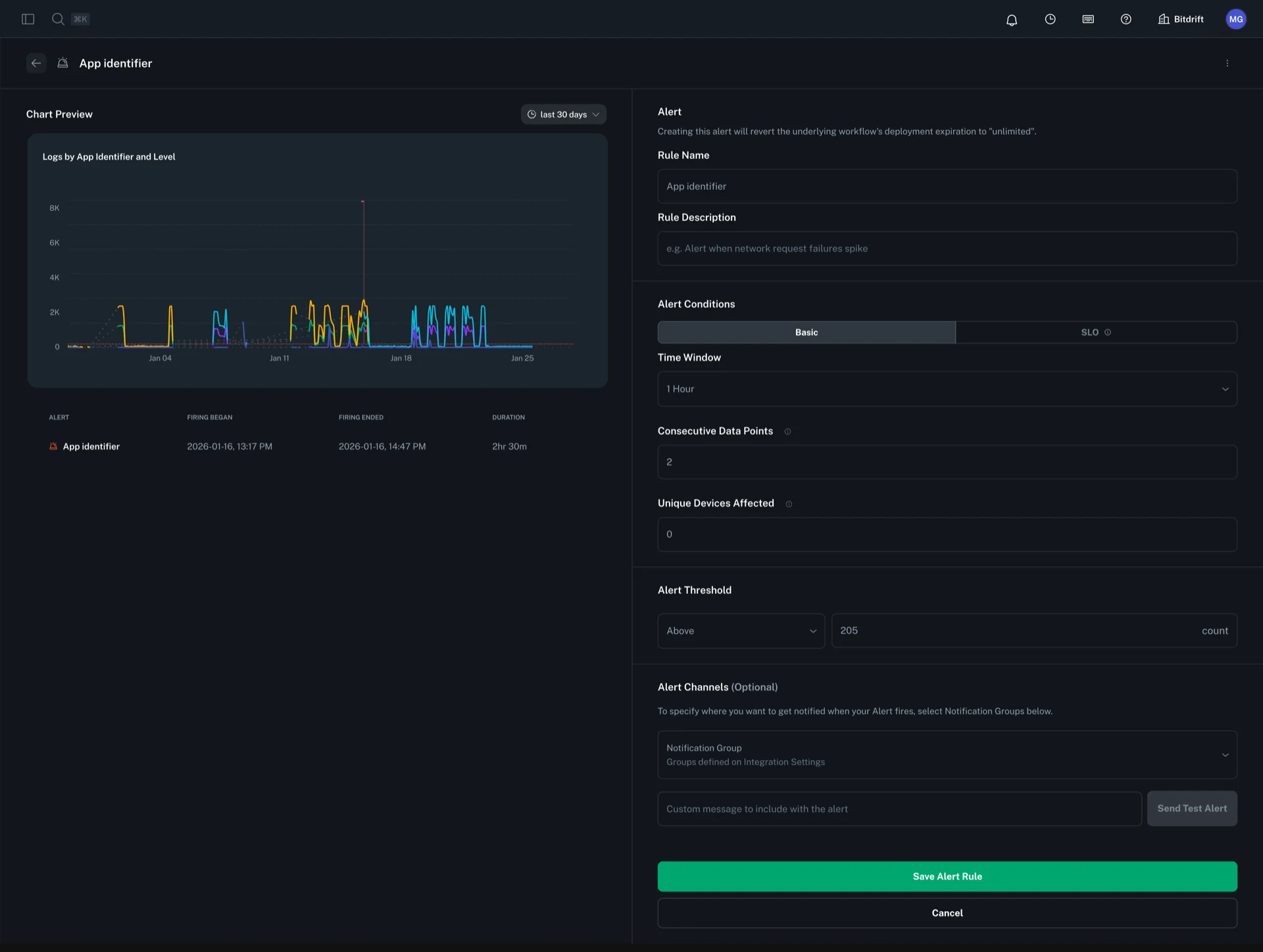 Example Create Alert